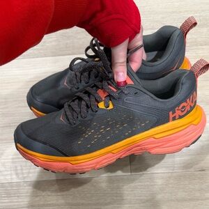 Hoka Charcoal and Tangerine Athletic Shoes Size 6 women